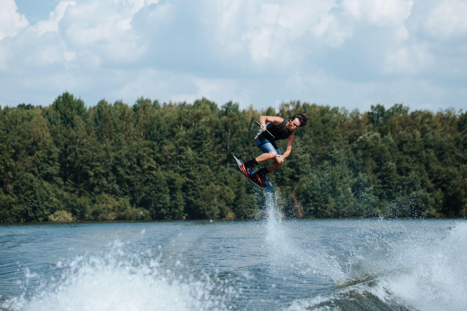 Lewis Hamilton Pulls Wakeboarding Spin on Family Lake Trip
