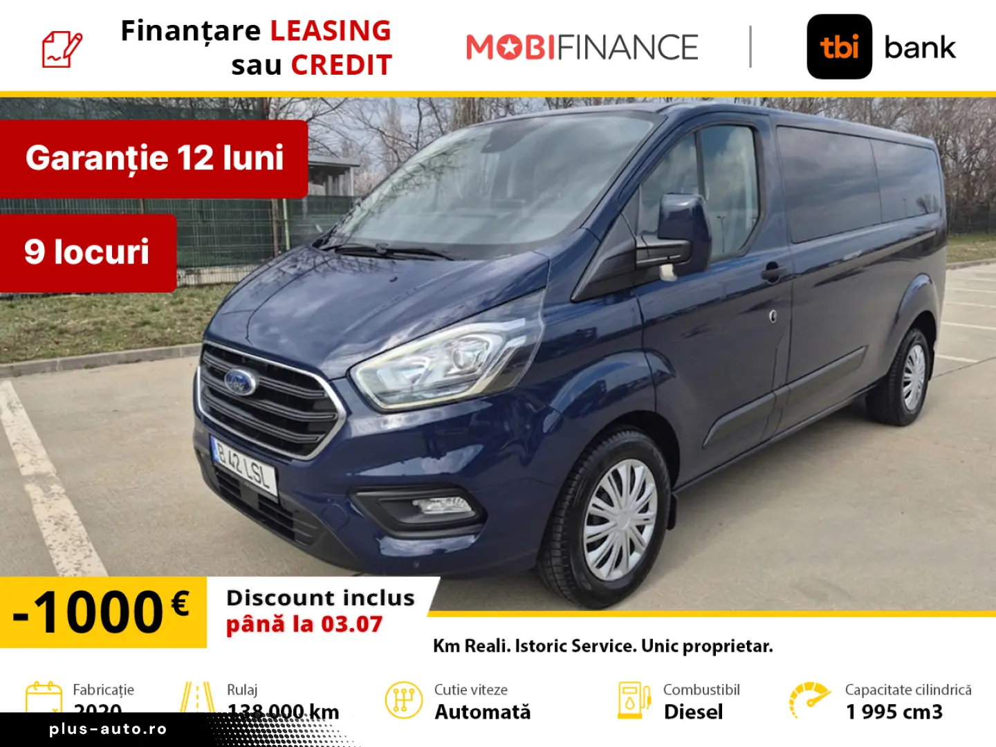 Ford Transit-Custom L2H1 (lung + plafon jos)