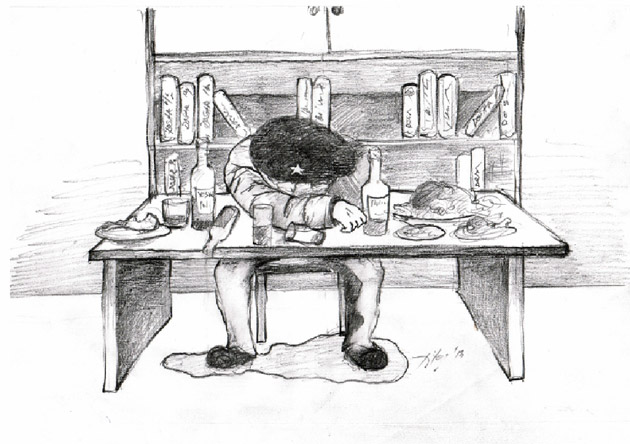 Castorică, beat şi ambalat în halat