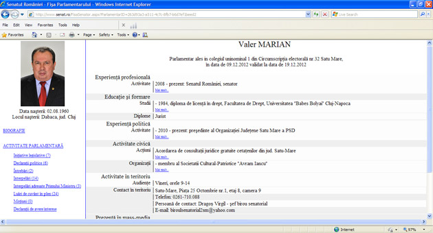 Senator cu adresă falsă