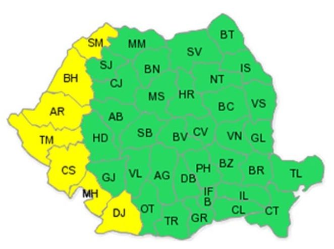 COD GALBEN DE CANICULĂ în mai multe judeţe din ţară. HARTA zonelor afectate