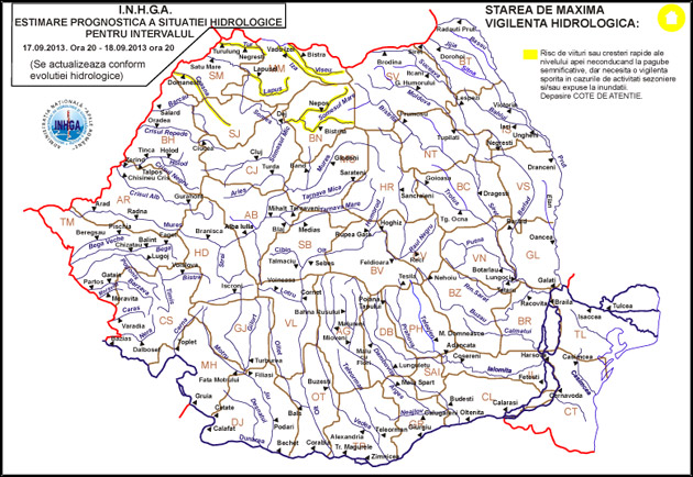Pericol de inundaţii pe râurile Crasna şi Tur
