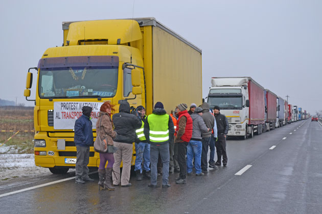 Transportatorii rutieri sătmăreni s-au alăturat protestelor