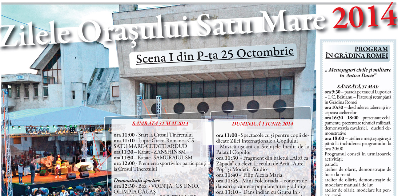 Zilele Oraşului Satu Mare 2014, PROGRAM: