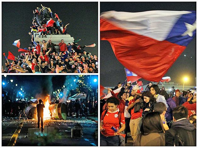 Suporterii chilieni au luat cu asalt străzile din Santiago