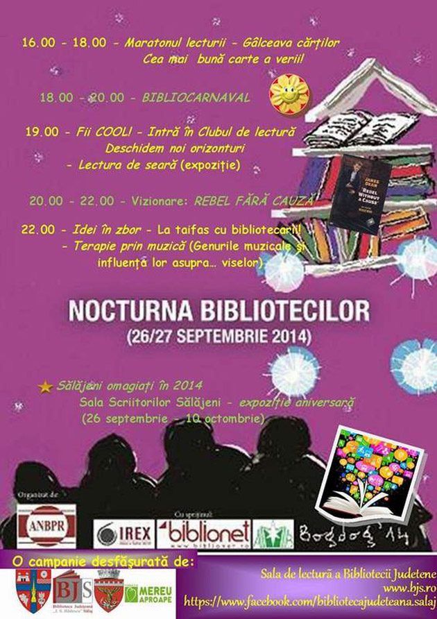 Nocturna Bibliotecilor, eveniment naţional ajuns deja la cea de a V-a ediţie, și la Zalău