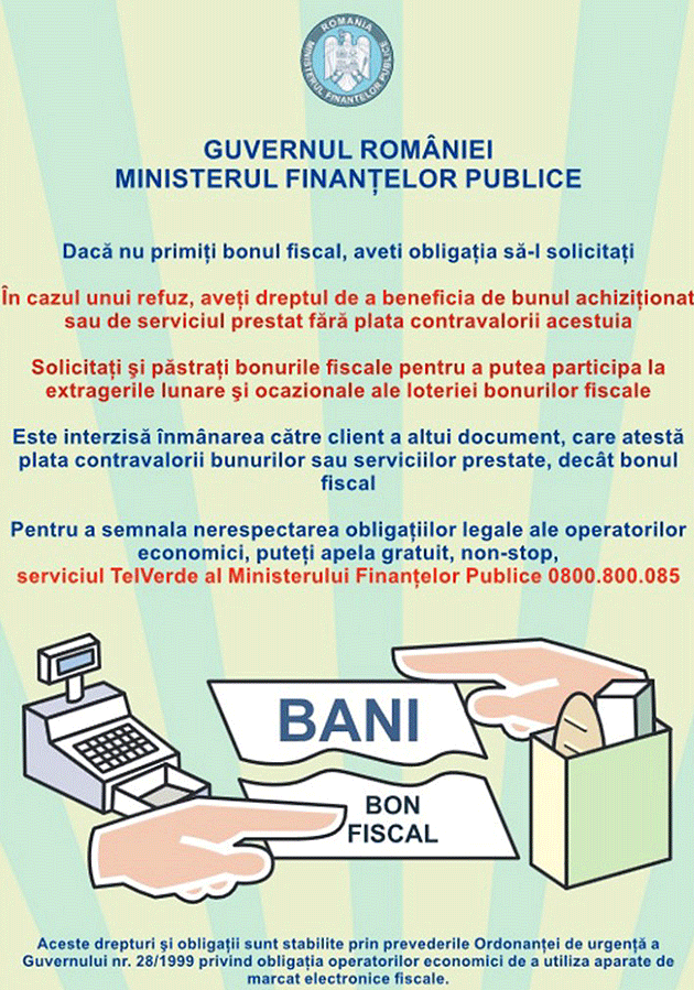 Anunţul ANAF privind bonurile fiscale, în meniul localurilor