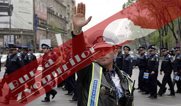 Spectacol cu girofaruri şi caschete