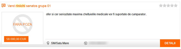 Sătmărenii îşi vând rinichii la mica publicitate