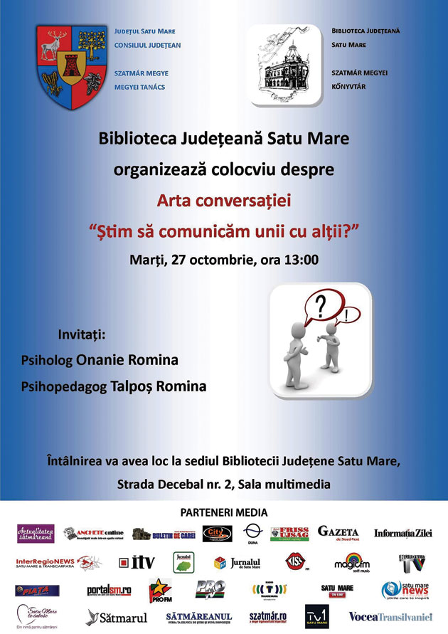 Colocviu despre arta conversației la Biblioteca Județeană
