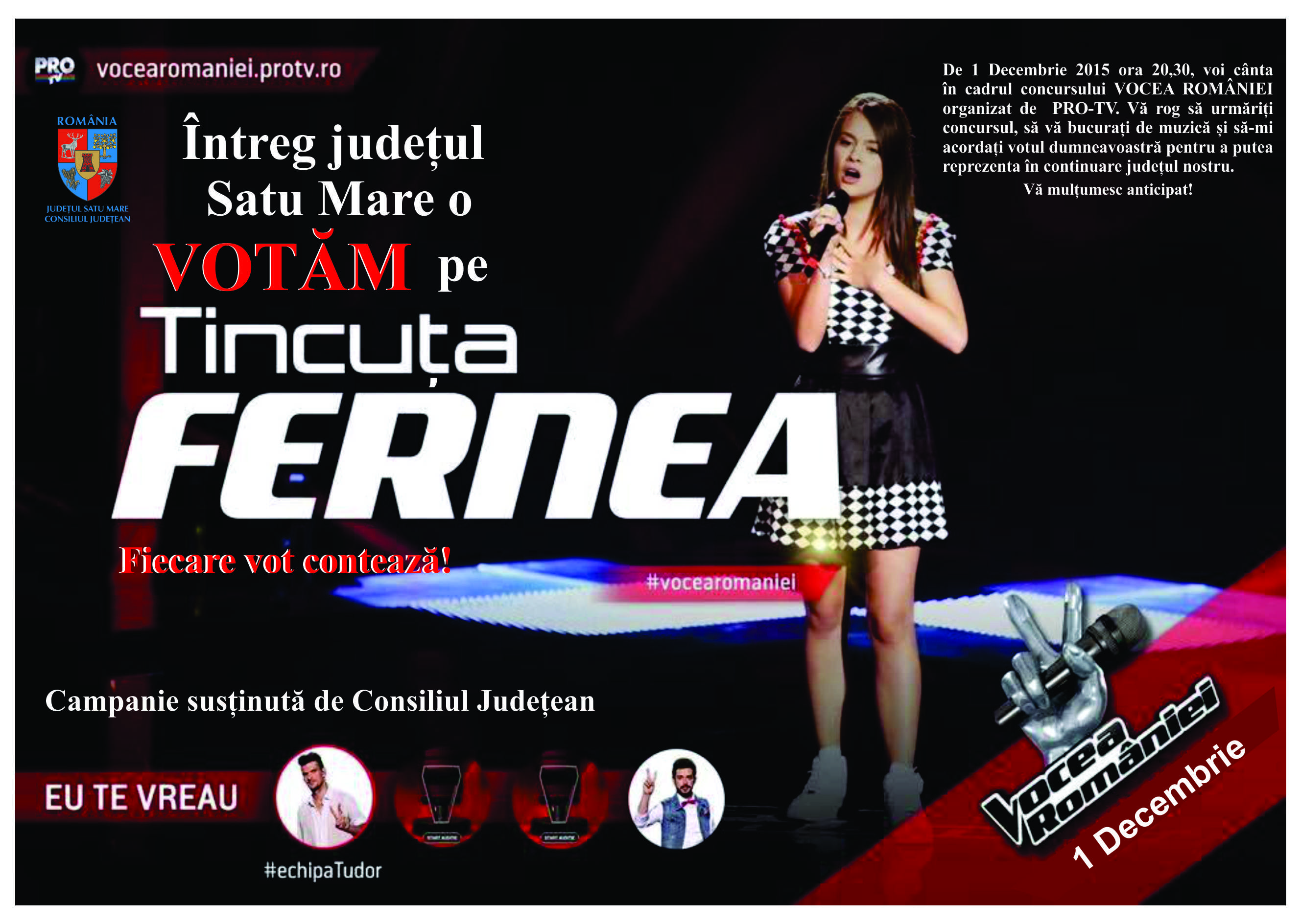 Sătmărenii o VOTEAZĂ pe TINCUȚA FERNEA la VOCEA ROMÂNIEI!