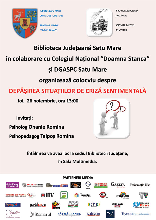 Colocviu despre depășirea crizei sentimentale la Biblioteca Județeană