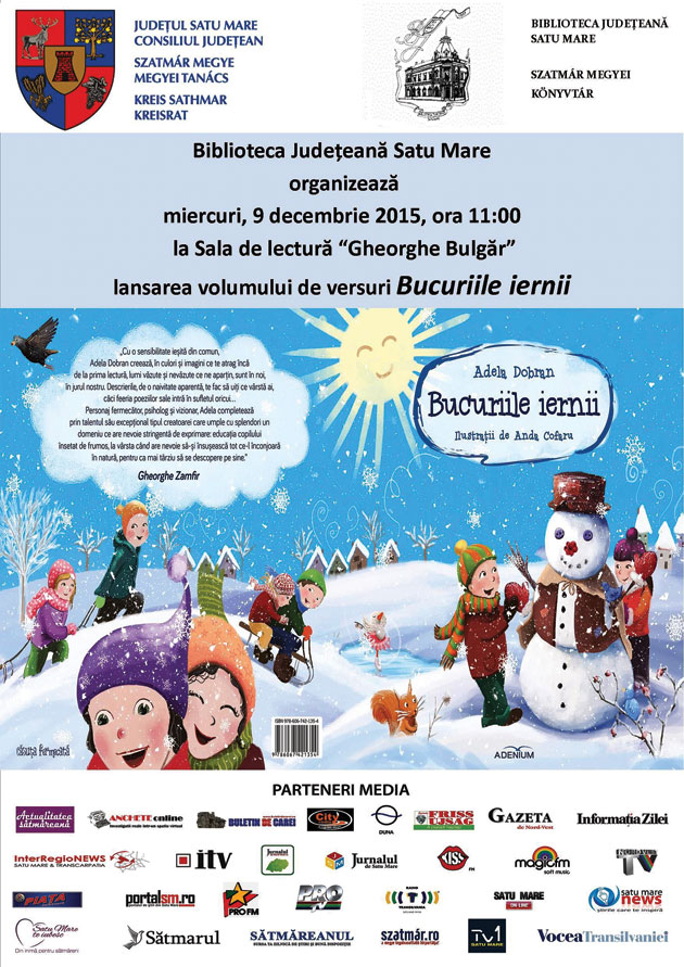 Volumul de versuri “Bucuriile iernii“, lansat la Biblioteca Județeană Satu Mare
