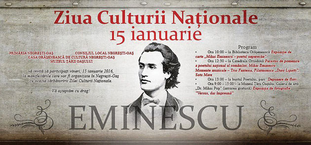 Ziua Culturii Naționale va fi sărbătorită vineri la Negrești-Oaș