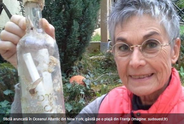 Sticlă aruncată în Oceanul Atlantic din New York, găsită pe o plajă din Franţa - FOTO