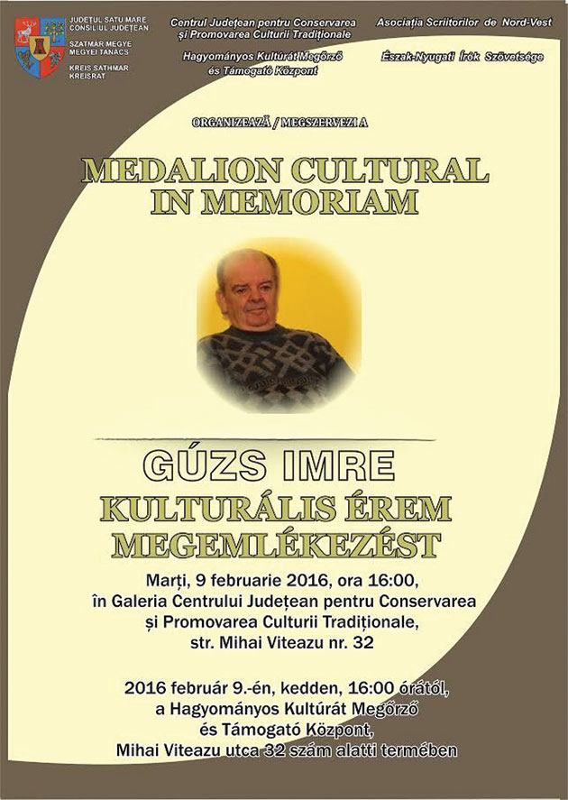 Medalion Cultural Guzs Imre - In Memoriam
