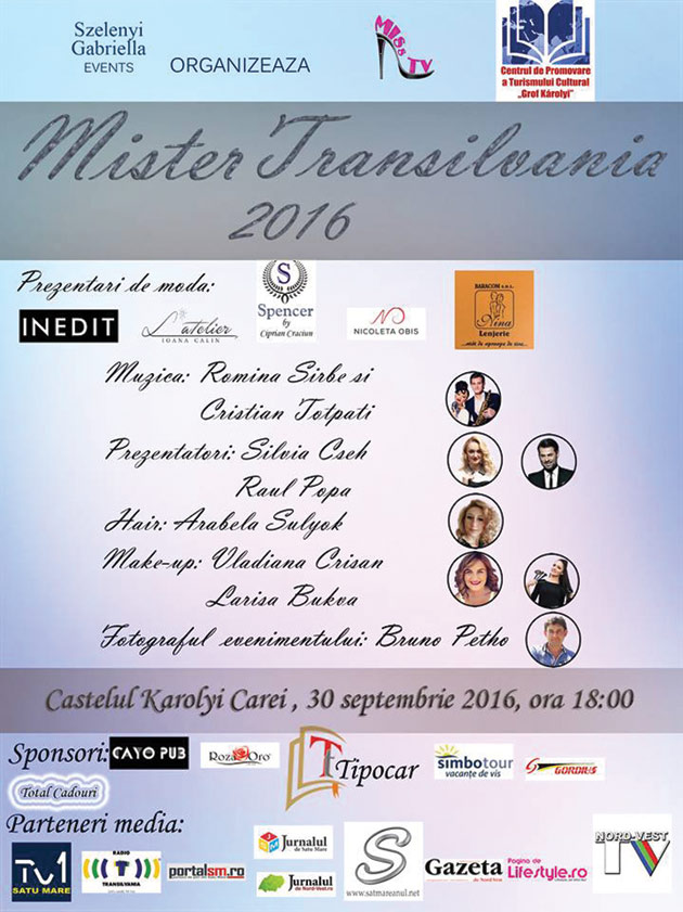 Mister Transilvania 2016, vineri, la Carei