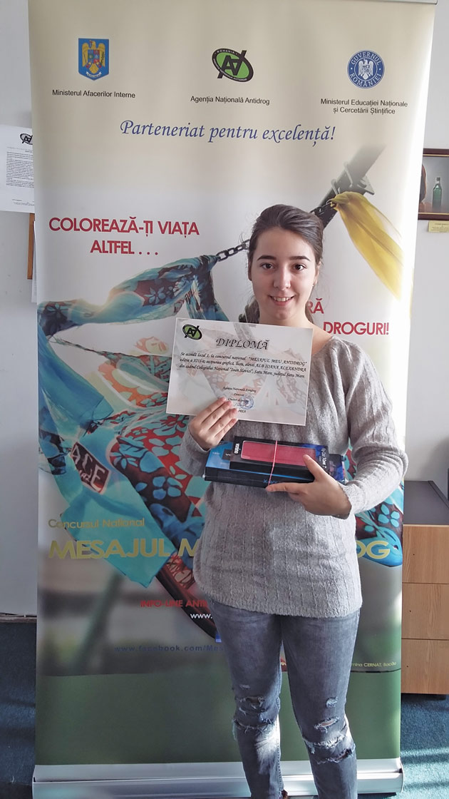 Elevi sătmăreni premiați la concursul național ”Mesajul meu antidrog”