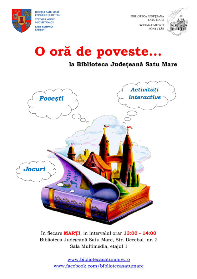 „O oră de poveste...”, un nou proiect pentru copii derulat  de Biblioteca Județeană