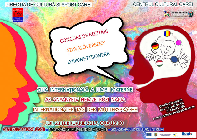 Concurs de recitări organizat cu  ocazia Zilei  Limbii Materne  la Carei