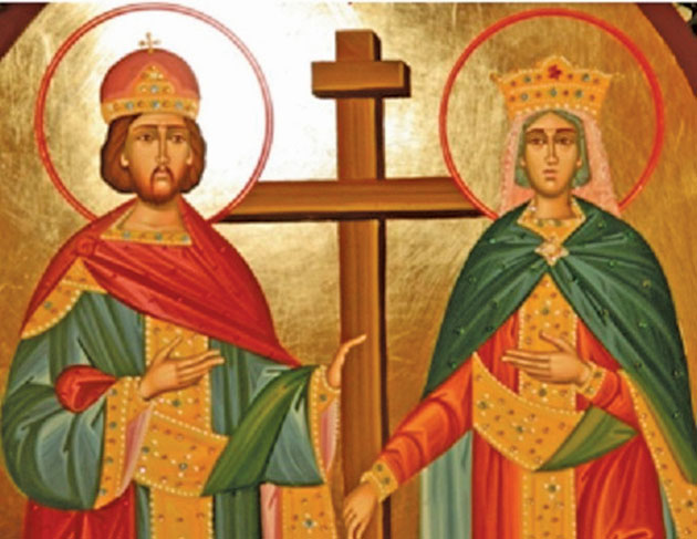 Sfinţii împăraţi Constantin şi Elena,  întocmai cu apostolii
