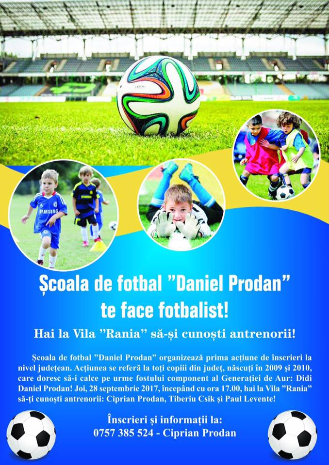 Școala de fotbal “Daniel Prodan”, de joi la Satu Mare