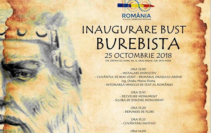 Bustul lui Burebista, inaugurat la Ardud. De Ziua Armatei Române