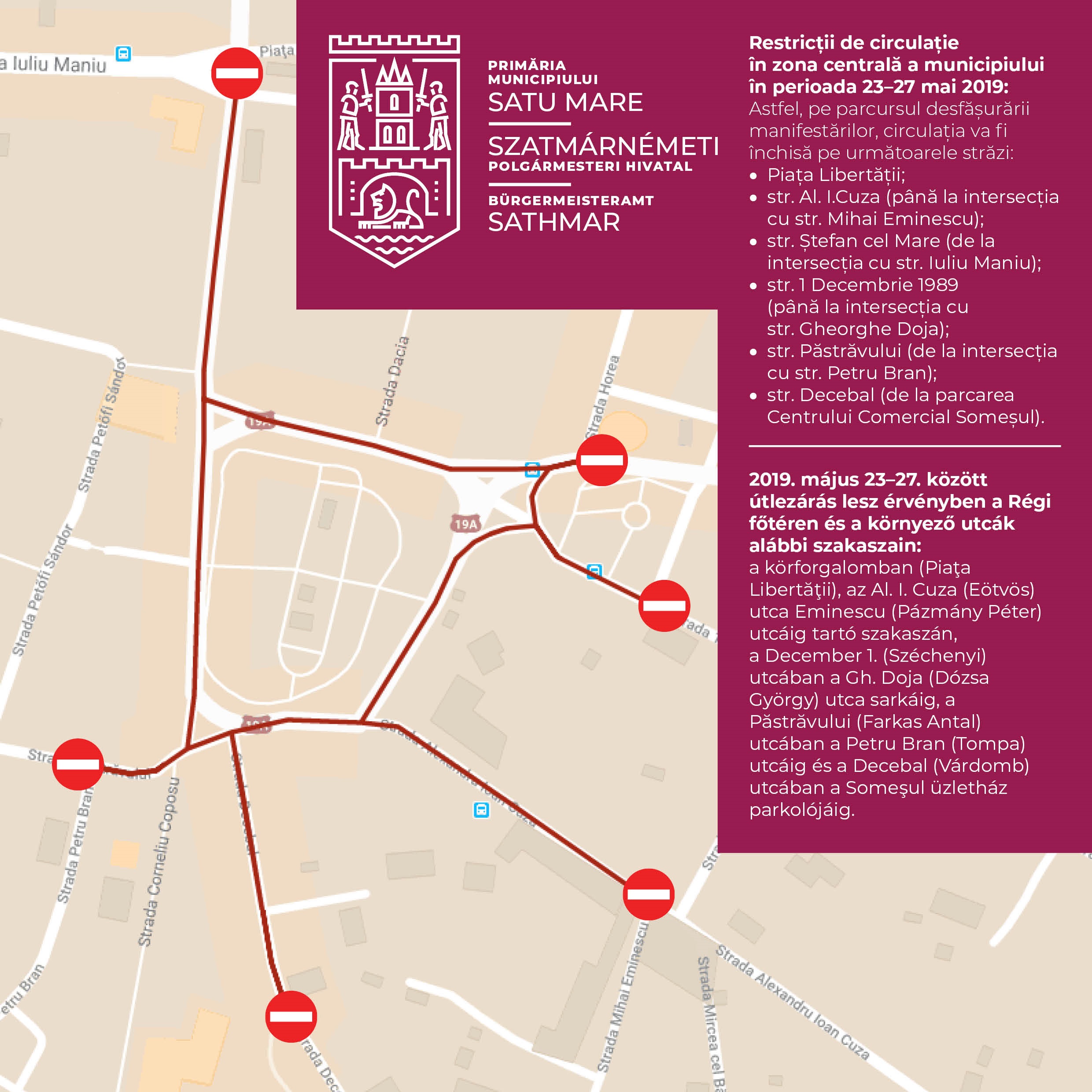 RESTRICȚII de circulație de ZIUA ORAȘULUI. Care străzi vor fi ÎNCHISE