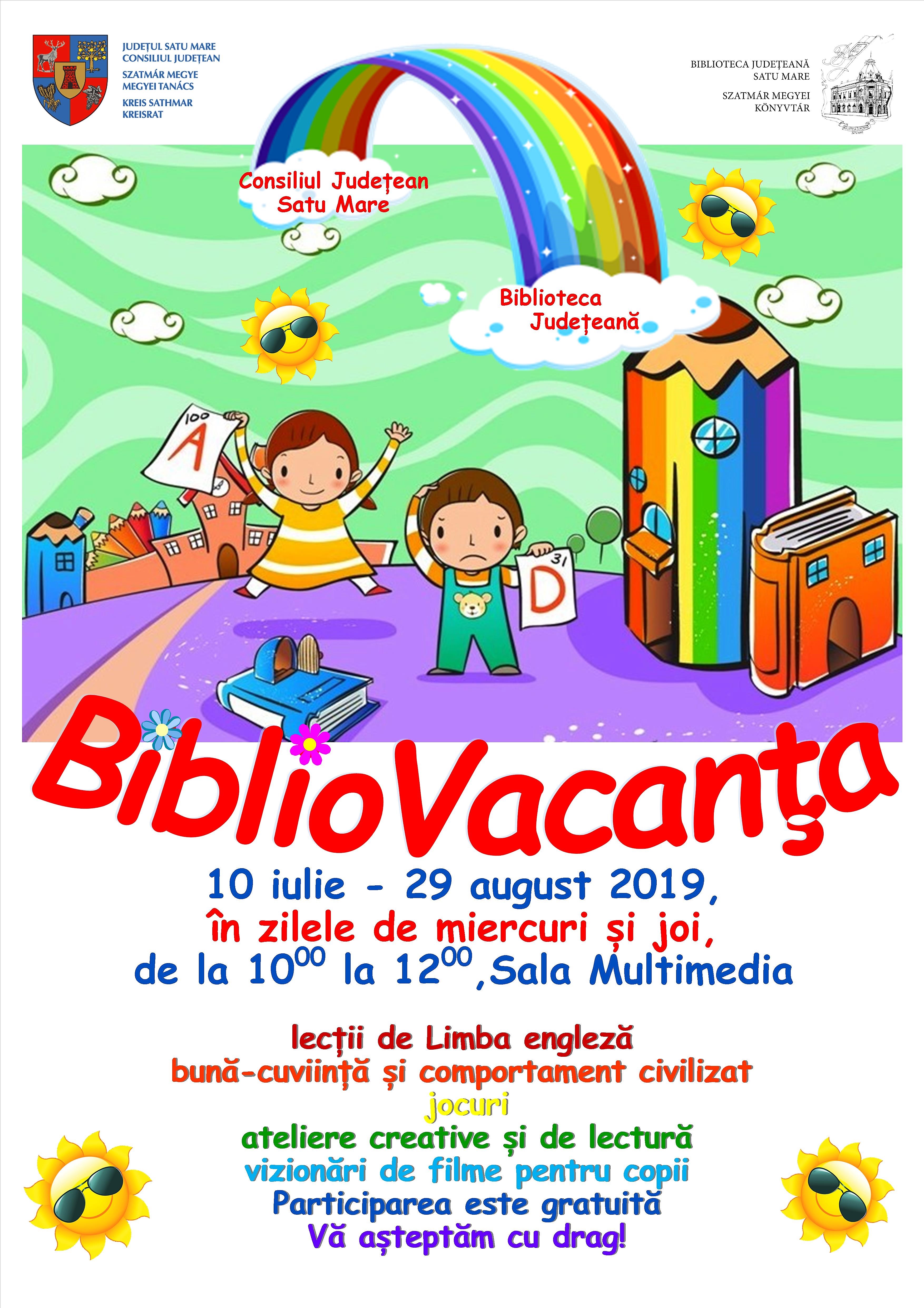 Biblioteca Județeană Satu Mare organizează „BiblioVacanța 2019”