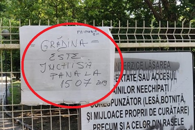 FOTO. INFORMARE. Grădina Romei, ÎNCHISĂ două săptămâni. Cel puțin așa arată un afiș scris de MÂNĂ