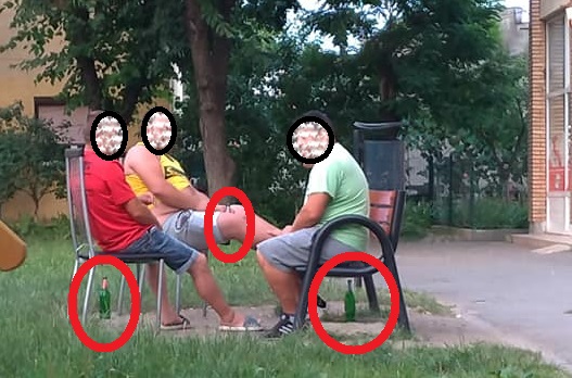 FOTO. NESIMȚIRE. Loc de joacă, OCUPAT de BEȚIVI. Părinții, nemulțumiți că NIMENI nu INTERVINE