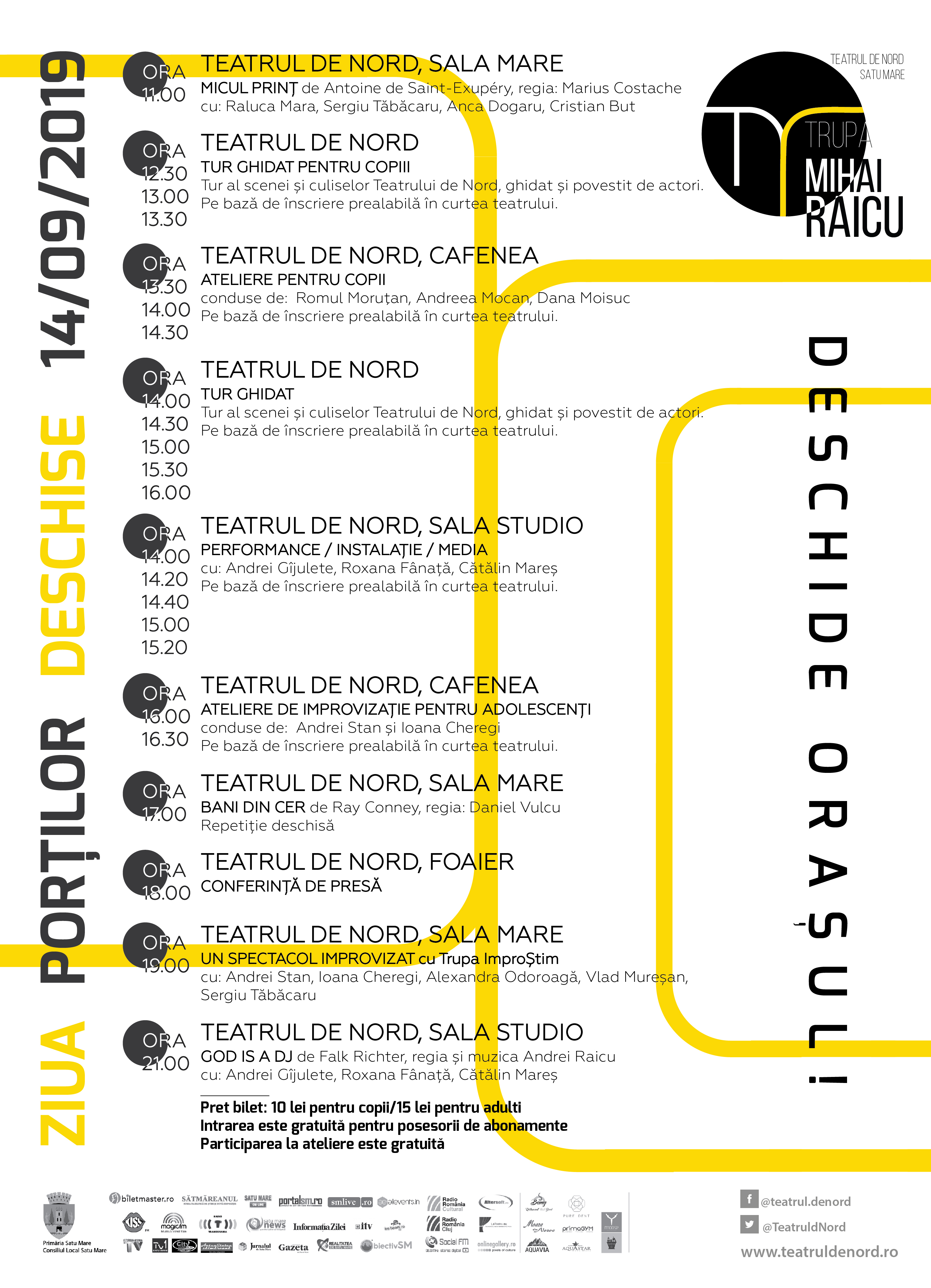 Programul complet de la ZIUA PORȚILOR DESCHISE a Teatrului de Nord