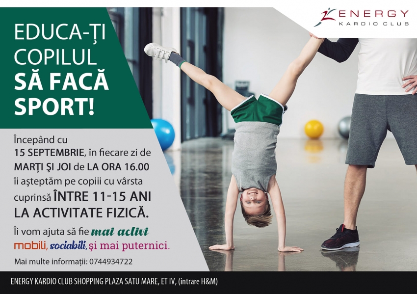 NOU. Din 17 septembrie încep clasele Energy Kids