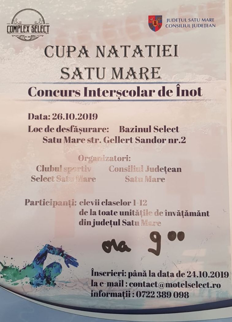 Cupa Natației deschide seria evenimentelor de la bazinul SELECT