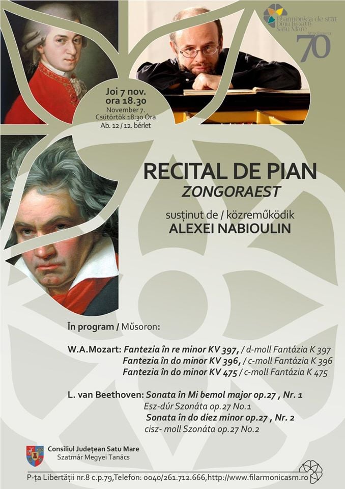 Concert deosebit azi la filarmonica Dinu Lipatti din Satu Mare