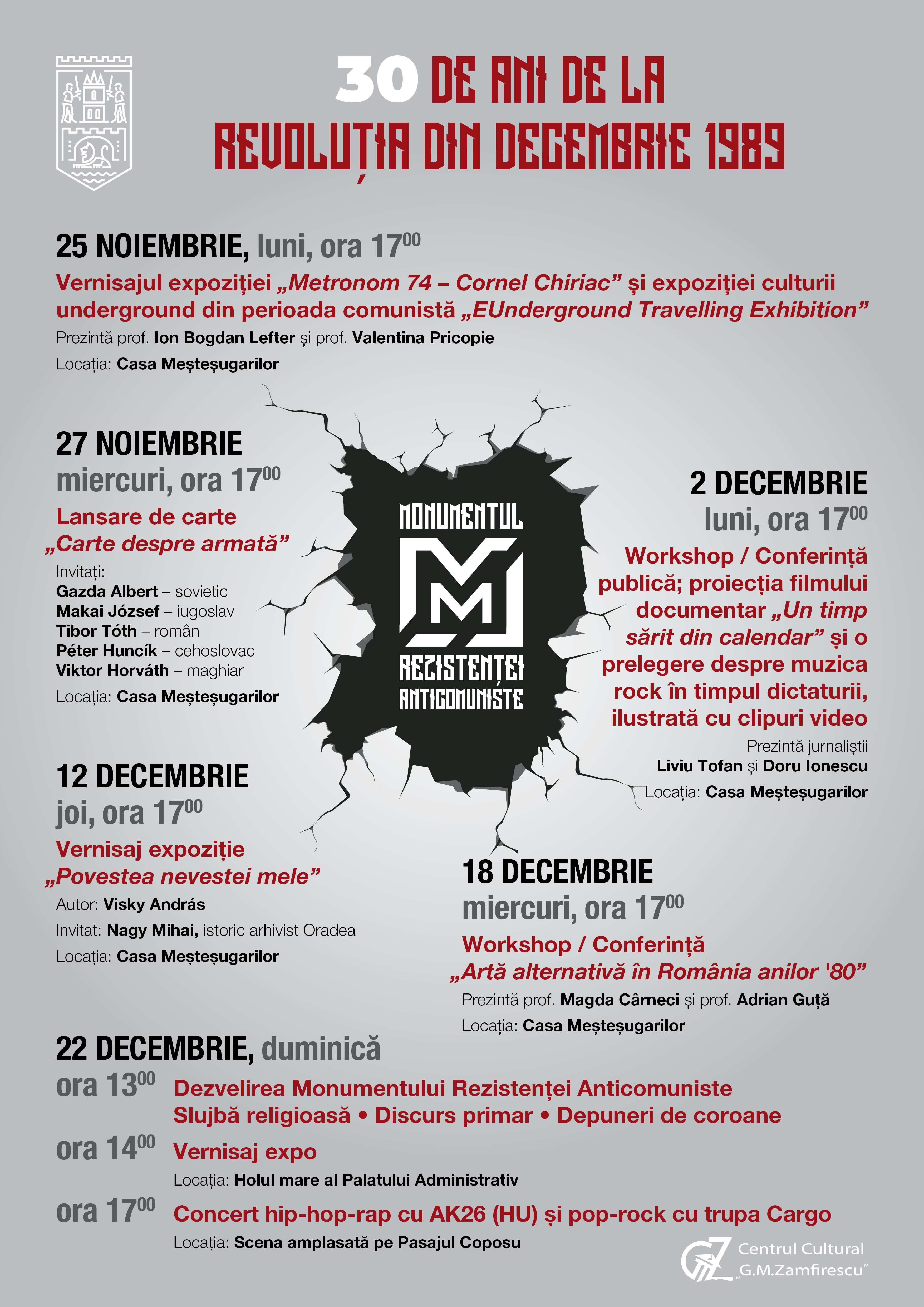 MANIFESTĂRI. 30 de ani de la Revoluția din decembrie 1989