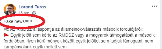 FAKE NEWS! UDMR Satu Mare NU ÎL SUSȚINE pe Iohannis la prezidențiale.