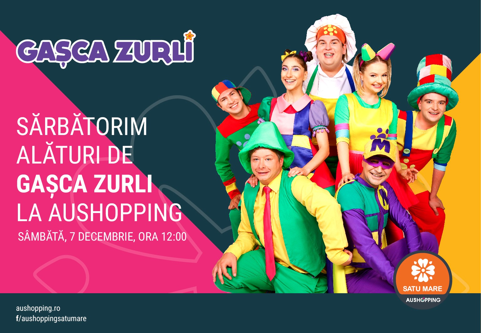 Un weekend plin de surprize la Aushopping Satu Mare: super spectacol Gașca Zurli, lansare Cinema One Laserplex, premii și multă distracție!