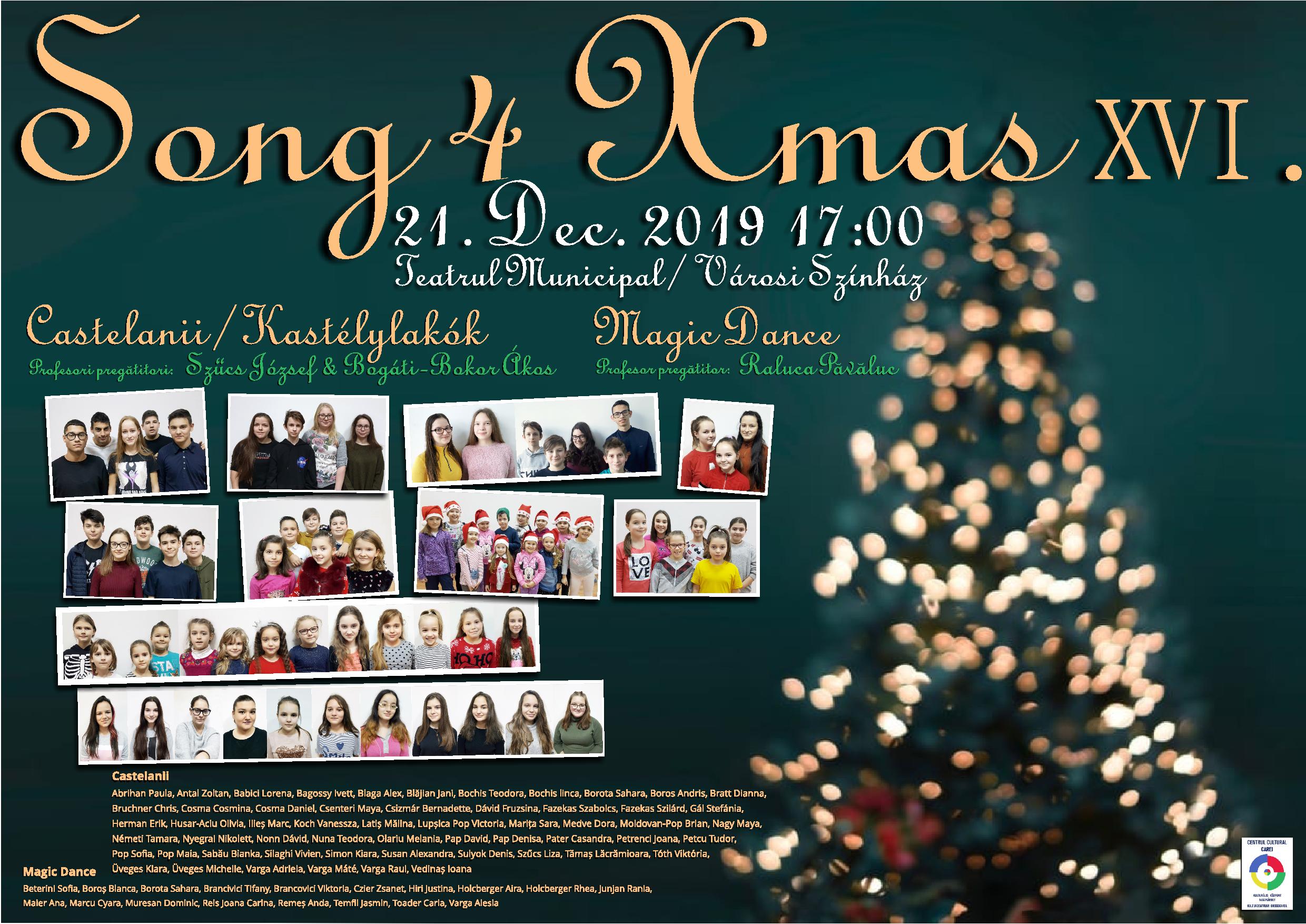 Spectacol "Song 4 Xmas", sâmbătă, la Carei