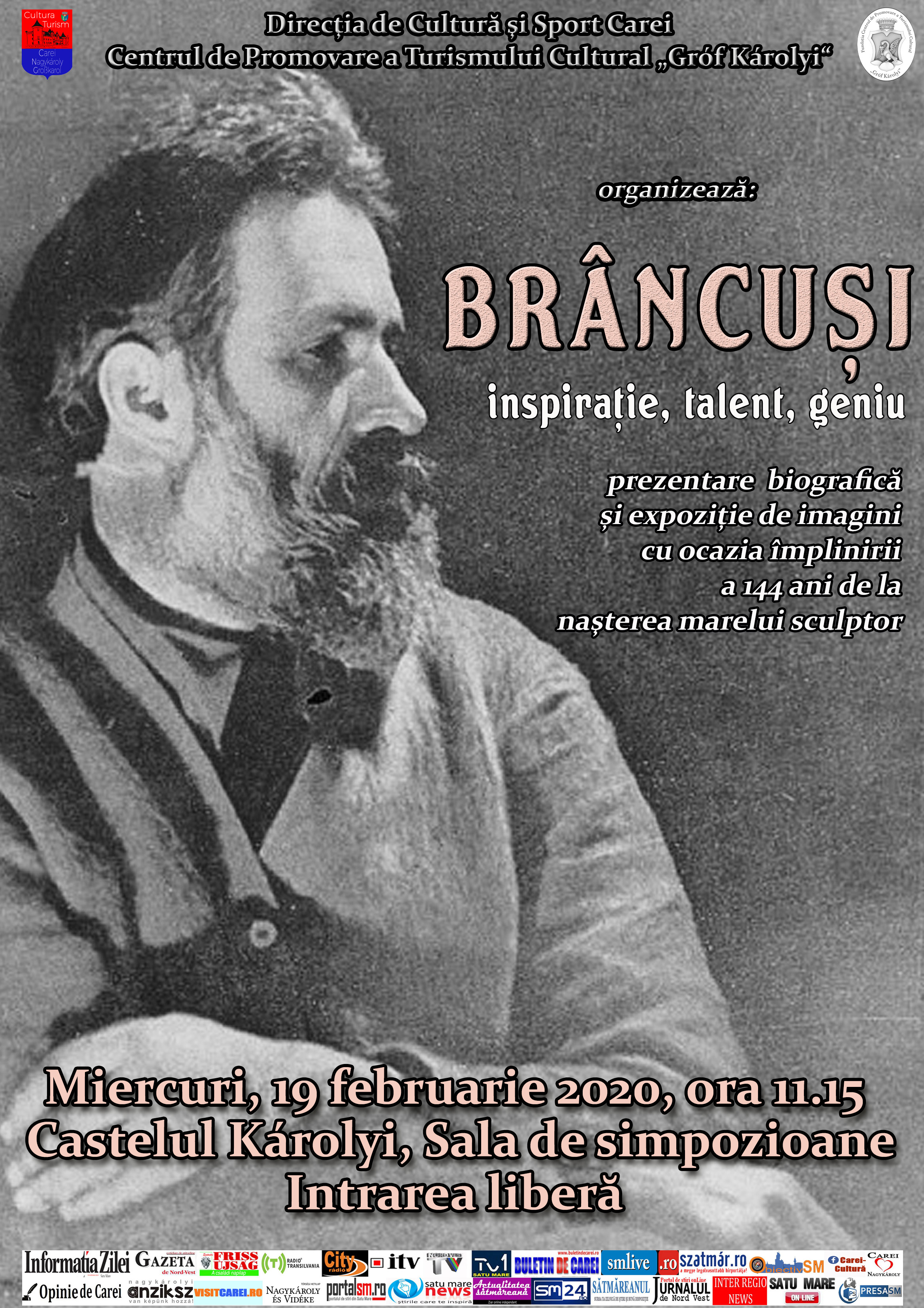Prezentarea biografică și expoziția de imagini „Brâncuși – inspirație, talent, geniu”, la Carei