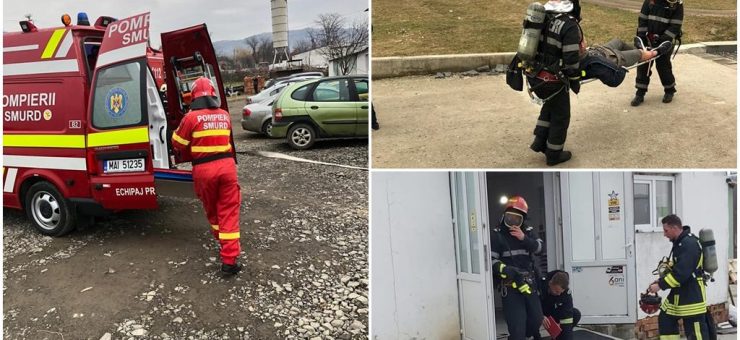 Trei răniți în urma unui incendiu izbucnit la o fabrică de mobilă din județ (exercițiu)