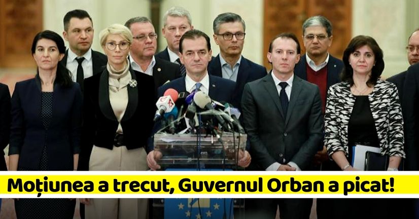 VOTAT. Guvernul Orban A PICAT. Moţiunea de cenzură a TRECUT