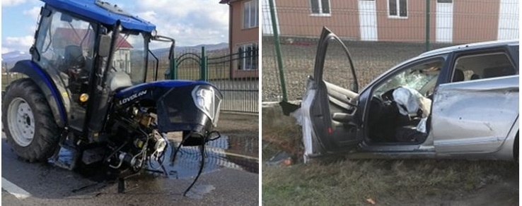 FOTO. Tractor RUPT ÎN DOUĂ după un ACCIDENT produs în Țara OAȘULUI. Ai scăpat ca prin MINUNE
