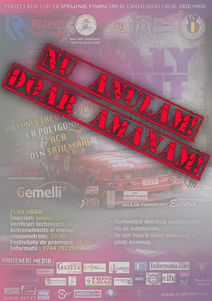 Oficial  /  Se amână startul sezonului de rally –sprint