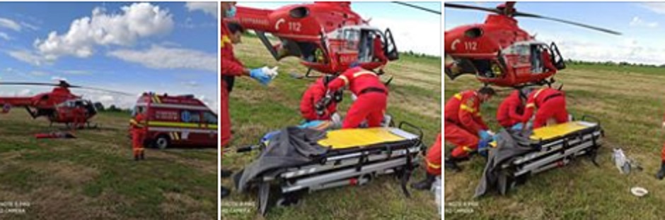 FOTOGALERIE. DRAMĂ în județ. COPIL grav RĂNIT, transportat cu elicopterul SMURD