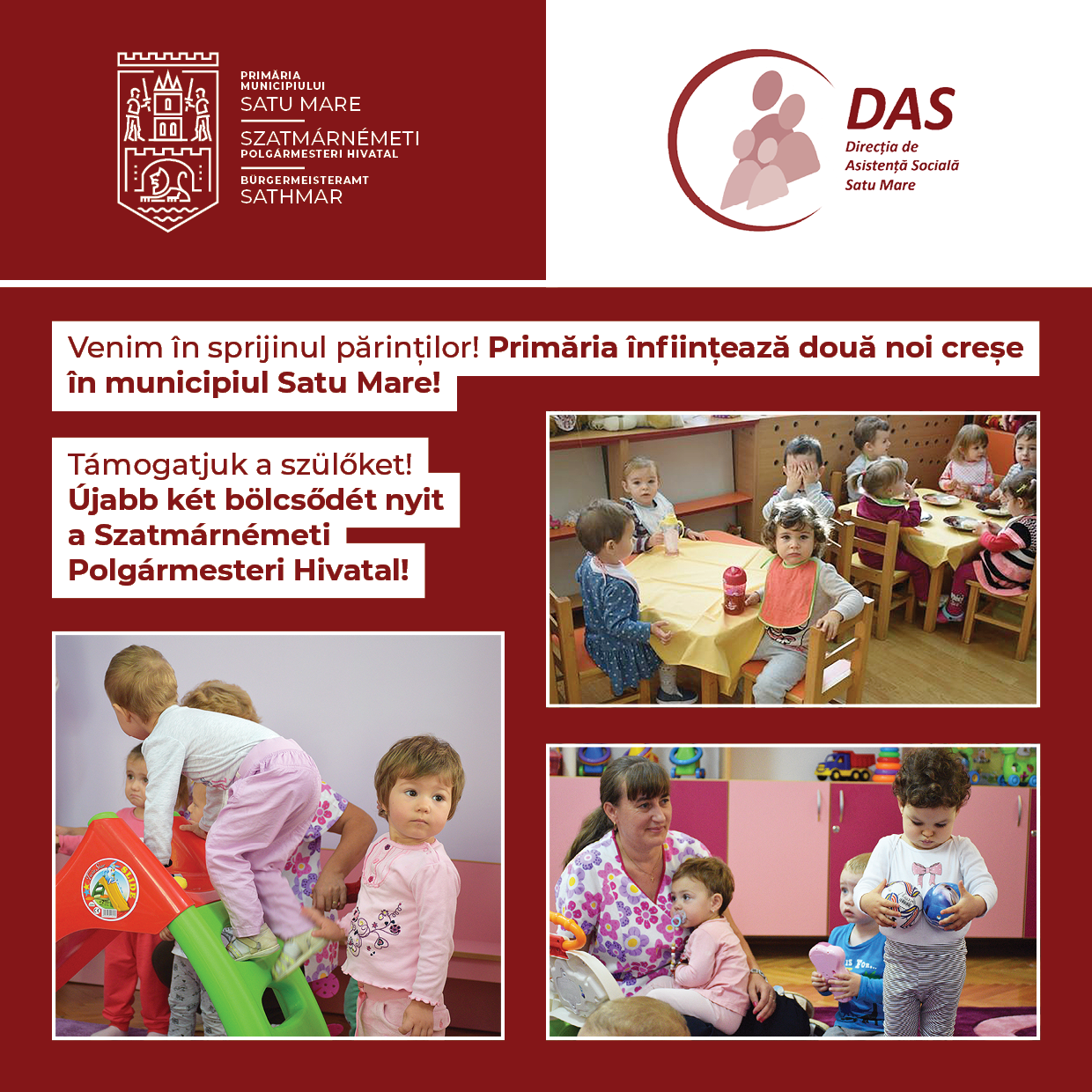 ATENȚIE PĂRINȚI! Primăria ÎNFIINȚEAZĂ două NOI CREȘE în municipiul Satu Mare