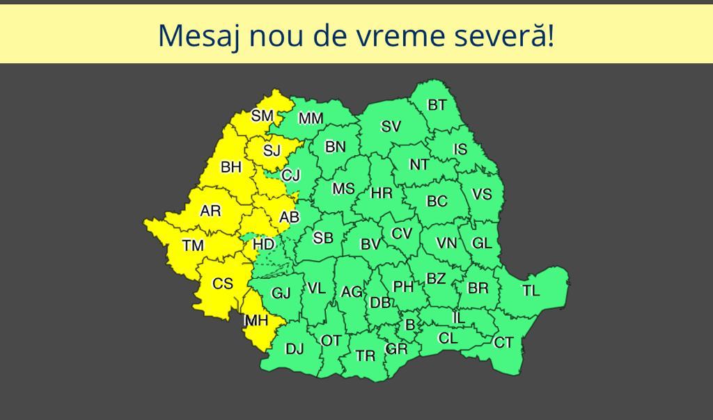 Satu Mare sub cod galben de furtuni și vijelii