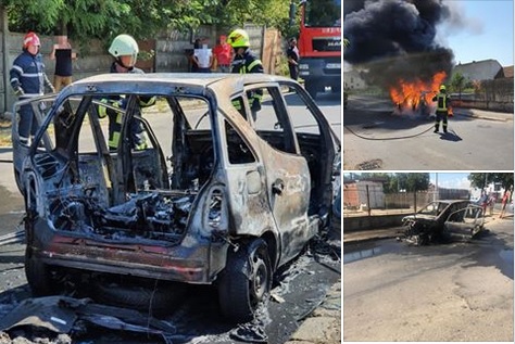 Mașină în flăcări la Satu Mare