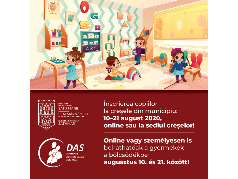 Începe înscrierea copiilor la creșele din municipiul Satu Mare