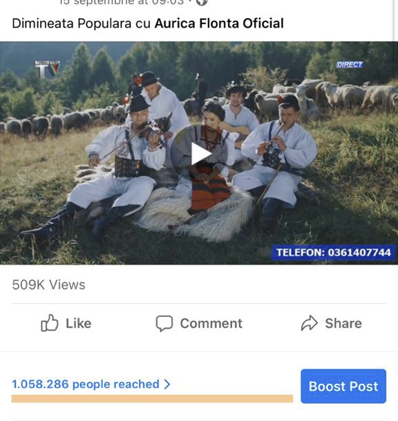 Mulțumim celor care ne urmăresc. Emisiunea Dimineața populară ,  peste 1 milion impact pe Facebook. Emisiunea din 15 Septembrie  ,datorită celor care ne urmăresc a avut 509.000 vizualizări